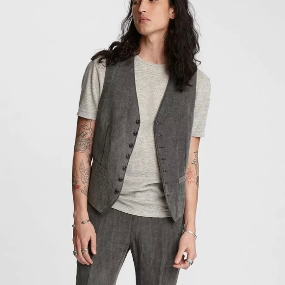 NEW w/Tags John Varvatos Cold Water Dye Vest Feels like Suede EU 50 USA 40 L - Picture 8 of 8